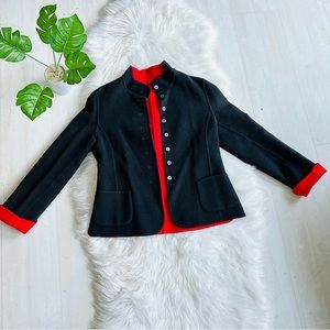 NWOT Reversible Black Red Felt Mock Collar Jacket, L